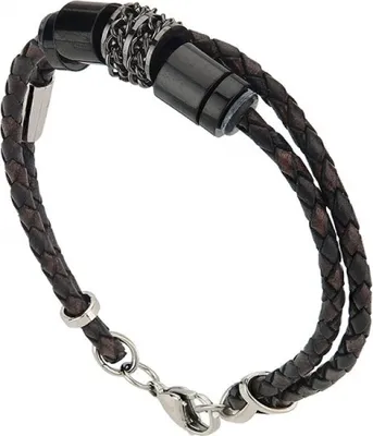 Produktbild von CEM ST8-047 4-202537-001 Herren Edelstahl Leder-Armband | 2-reihig 21cm