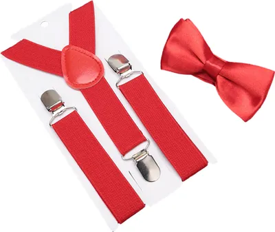 Produktbild von Hosenträgergürtel mit Schleife für Kinder, modisch, elastisch, größenverstellbar, vielseitiges Design, Gummiband für Festivals, besondere Anlässe, Rot