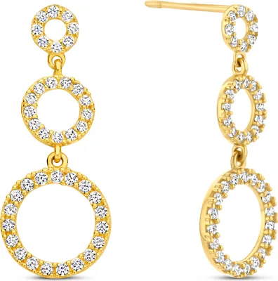 Produktbild von New Bling 9NBG-0762 Gold-Ohrringe mit Zirkonia - Ohrstecker - Kreise - 3,5+5+8mm - 20mm Länge - 14 Karat - Gold