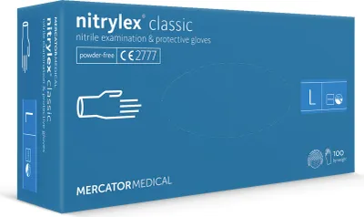 Produktbild von Nitrilhandschuhe Einweghandschuhe Farbe Blau MERCATOR Nitrylex, 100 Stück, Größe L