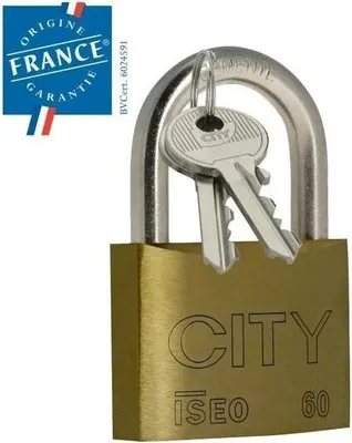 Image de Cadenas CITY 35 mm - Laiton et anse acier - 2 clés - ISEO - 2042101