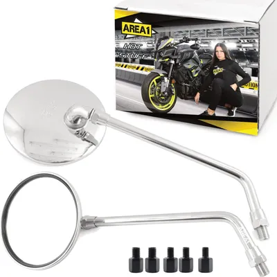 Produktbild von Area1 Spiegel Set *RCH* mit E-Prüfzeichen, 2x M10 Rechtsgewinde, inkl. 5 Adaptern für universelle Montage