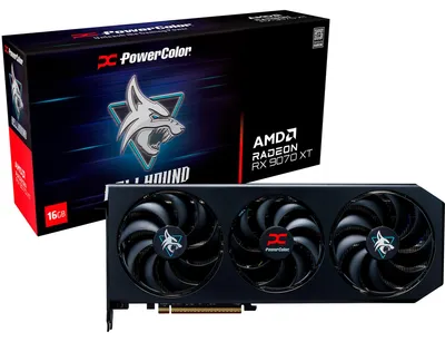 Produktbild von Radeon RX 9070 XT Hellhound 16GB OC (schwarz, RDNA4, GDDR6, 3x DisplayPort, 1x HDMI)