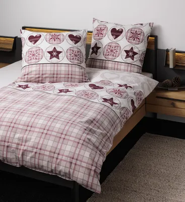 Produktbild von Janine Design Feinbiber-Bettwäsche-Garnitur DAVOS 65179 Farbe rot rosenholz Größe 155x220+80x80