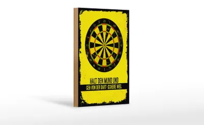 Produktbild von Holzschild Halt den Mund und geh vorm Dart weg, 18x12 cm, Holzschilder Spruch Sport Hobby