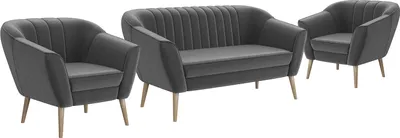 Produktbild von MEBLINI Mini Sofa Set 2-1-1 für Wohnzimmer - Mini Lounge für vier Personen - Küchensofa - Sofa Klein - Sitzgarnitur - Polstergarnitur - Sofagarnituren - KAIA - 2+1+1 - Dunkelgrau Samt