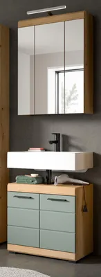 Produktbild von Badmöbel Set 2-teilig "Shawn" in Salbei und Artisan Eiche Badkombination 60 x 191 cm