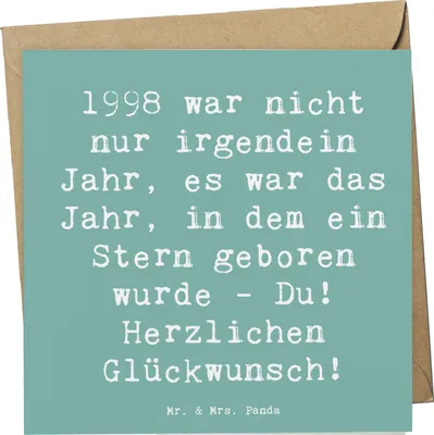 Produktbild von Mr. & Mrs. Panda Glückwunschkarte Spruch 1998 Geburtstag - Meeresbrise - Geschenk, Jubiläum, Glückwunsch, Grußkarte, Happy Birthday, Meilenstein feiern, anlasskarte