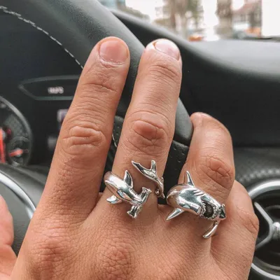 Produktbild von 2 Teile/satz Vintage Einstellbare Legierung Shark Offene Ringe Uni Party Schmuck Geschenk