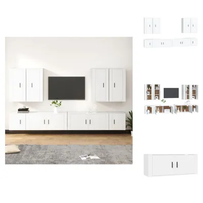 Produktbild von vidaXL 8-tlg. TV-Schrank-Set Weiß Holzwerkstoff -  TV-Möbel