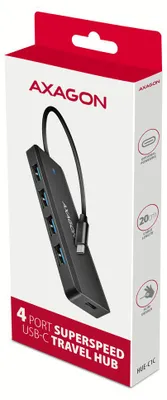 Zdjęcie produktu dla Axagon HUE-C1C, USB 3.2 Gen 1 (3.1 Gen 1) Type-C, USB 3.2 Gen 1 (3.1 Gen 1) Type-A, 5000 Mbit/s, Czarny, Plastik, 0,19 m