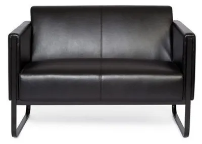Produktbild von hjh OFFICE Lounge Sofa BALI BLACK Kunstleder Couch Polstersofa mit Armlehnen für Büro, Wohnzimmer 78.0 x 111.0 x 71.0 cm