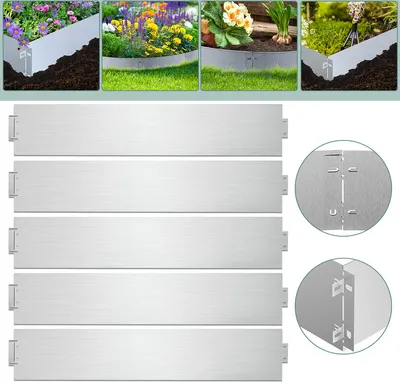 Zdjęcie produktu dla Obrzeże trawnikowe Łatwe w montażu obrzeże profilowane Obrzeże trawnikowe Palisada ogrodowa Obrzeże rabatowe 100x18cm 15m