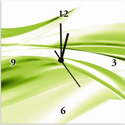 Produktbild von ARTland Wanduhr auf Alu Funkuhr - schwarzer Zeiger Schöne grüne Welle - Abstrakt Größe: 30x30 cm