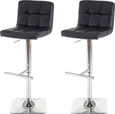 Produktbild von 2er-Set Barhocker Cadiz, Barstuhl Tresenhocker, mit Lehne drehbar  Kunstleder schwarz, Chromfuß
