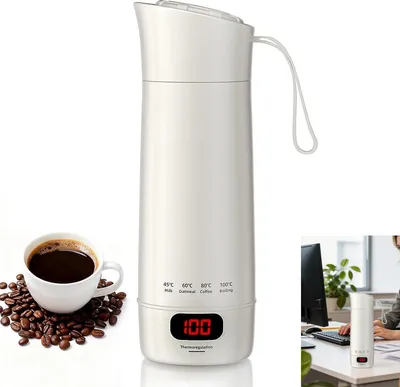 Produktbild von 400-ml-Mini-Wasserkocher, 4 Temperaturstufen, tragbarer Reise-Wasserkocher – Innenbehälter aus Edelstahl 304, automatische Abschaltung