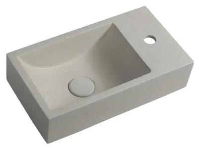 Productafbeelding van Sapho CREST R betonnen wastafel met overloop, 40x22 cm, wit graniet
