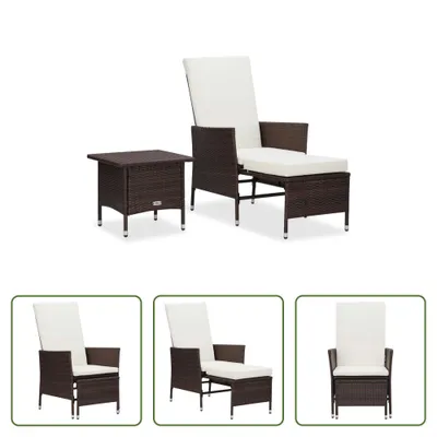 Produktbild von The Living Store 2-tlg. Garten-Lounge-Set mit Kissen Poly Rattan Braun