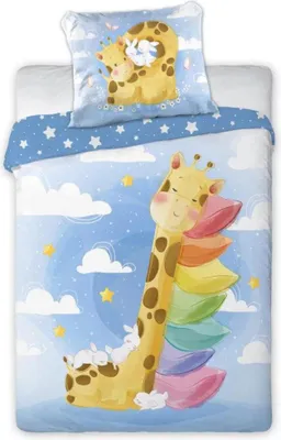 Produktbild von Giraffe Baby Bettwäsche 2tlg Set 100x135 40x60 cm 100% Baumwolle