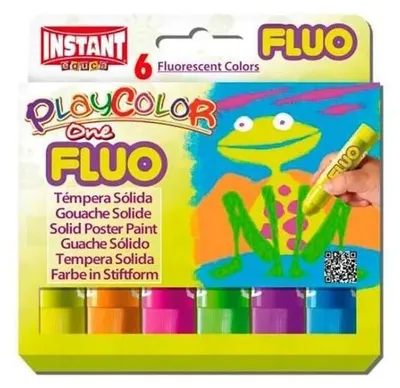 Zdjęcie produktu dla Playcolor solid gouache one fluo - różne kolory fluorescencyjne w zestawie 6 sztuk