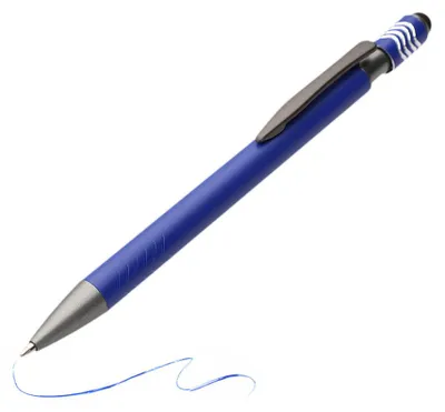 Produktbild von MPM-Quality Kugelschreiber Corru mit Stylus und Drehknauf Aluminium Blau