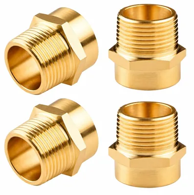 Image de Lot de 4 raccords en laiton - Raccordement fileté de 3/4" vers 3/4"