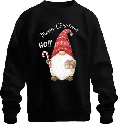 Zdjęcie produktu dla Wesołych Świąt HO!!! Christmas Gnome Candy Cane Hat Uni Bluza rozpinana, czarny, XXL