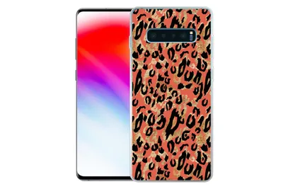 Produktbild von MuchoWow® Handyhülle Schutzhülle Hülle für Samsung Galaxy S10 Plus Pantherdruck - Gold - Rosa Silikon Softcase Handy Hülle - Schutzhülle