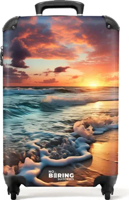Produktbild von NoBoringSuitcases.com® Koffer Handgepäck Trolley Rollkoffer Kleine Reisekoffer mit 4 Rollen - Gewelltes Meer bei Sonnenuntergang - Cabin Size < 55x40x23 cm & 55x40x20 cm - Fotokoffer - Kabinenkoffer - BoardgepäckHandgepäck Koffer 55x35x20 cm, 36L,