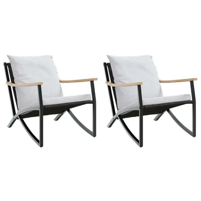 Produktbild von Gartenstühle mit Kissen 2 Stk. Schwarz Stahl