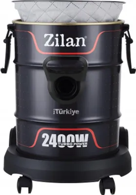 A studio shot of a black industrial vacuum cleaner.