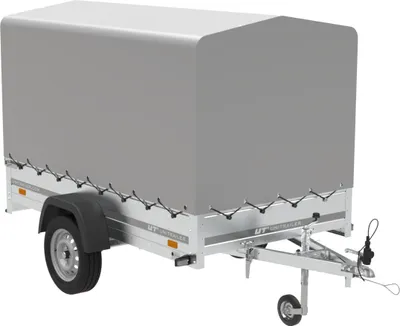 Zdjęcie produktu dla Przyczepka jednoosiowa 230x125 UNITRAILER GARDEN 230 KIPP ze stelażem H-1100 i pokrowcem szarym