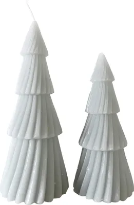 Produktbild von Rebecca Mobili 2 Weihnachtskerzen in Form eines Baumes aus Sojawachs in Silberfarbe