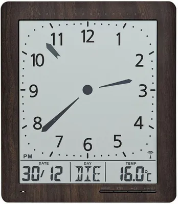 Produktbild von Digitale Wanduhr, funkgesteuert, mit Anzeige von Uhrzeit, Datum, Temperatur und Weckfunktion