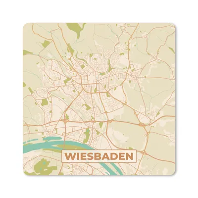 Produktbild von MuchoWow® Mauspad Mousepad Karte - Wiesbaden - Vintage - Stadtplan 20x20 cm - Mousepads - Maus Mat - Pad - Mausunterlage - Desk Mat - Bureauartikeln