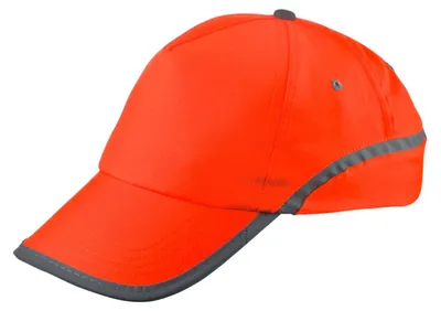 Produktbild von Neon-orange Kappe mit reflektierenden Elementen und Klettverschluss, individuell verstellbar