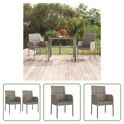 Produktbild von The Living Store Gartenstühle mit Kissen 2 Stk. Poly Rattan Grau