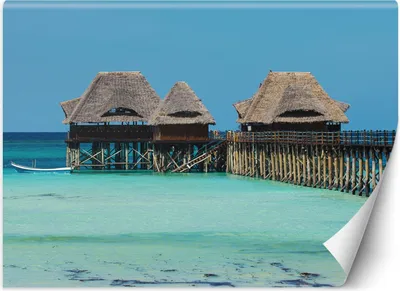 Produktbild von Vlies fototapete Tropischer Strand 450x315 cm Feeby Blau inkl. Kleber einfache Montage