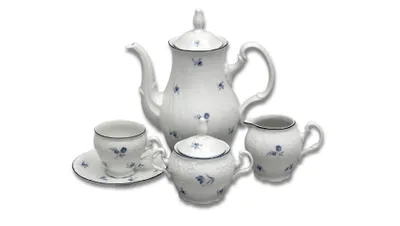 Obrázok produktu pre Karlovarský porcelán, kávová súprava Thun Bernadotte, modré ruže, 15 kusov
