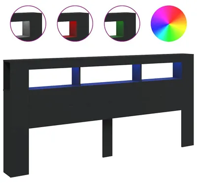 Produktbild von vidaXL LED-Kopfteil Schwarz 220x18,5x103,5 cm Holzwerkstoff