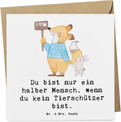 Produktbild von Mr. & Mrs. Panda Grußkarte Tierschützer Herz - Weiß - Geschenk, doppelkarte, Klappkarte, anlasskarte, faltkarte, Glückwunschkarte