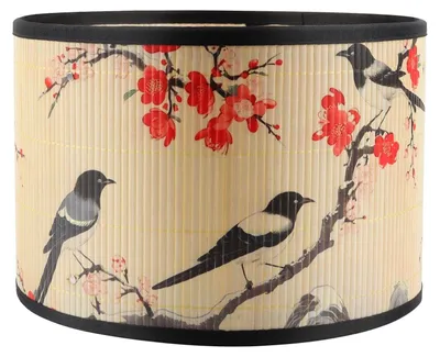 Obrázek produktu pro Omgoods – Bamboová lampa s kuželovitým stínidlem a květinovým vzorem