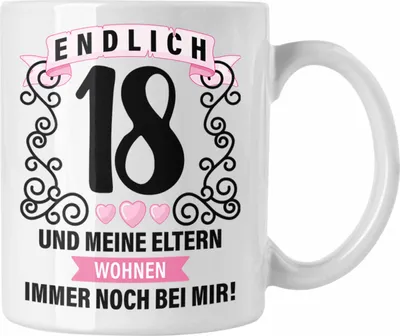Produktbild von Trendation - 18er Geburtstag Tasse Geschenk Mädchen Jungen Geschenkidee Lustig Spruch 18 Geschenke Geschenkideen zum 18 Bday 18. (Weiß)