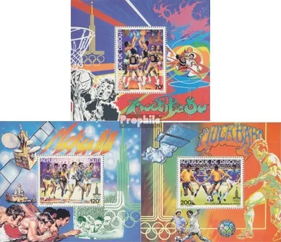 Produktbild von Briefmarken Dschibuti 1979 Mi Block9A-Block11A (kompl.Ausg.) postfrisch Olympische Sommerspiele 80