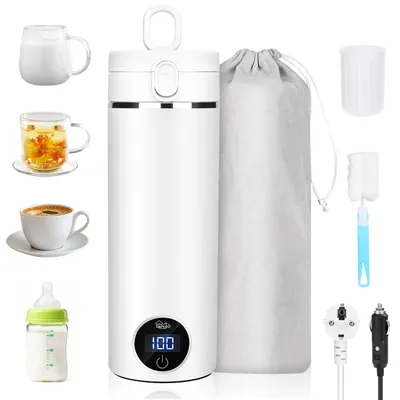 Reise-Wasserkocher 450 ml, automatische Abschaltung, 316 Edelstahl, weiß