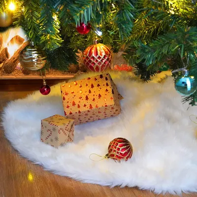 Weihnachtsbaumdecke, weiß, 120 cm, Plüsch, rund