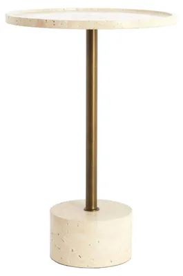 Zdjęcie produktu dla Stolik pomocniczy Light & Living CIVITA z kamienia trawertynowego ciemny brąz – Ø37x49 cm