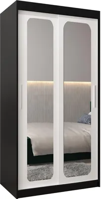 Produktbild von MEBLE KRYSPOL Promo 3100 Schlafzimmerschrank zwei Schiebetüren - Mattschwarz + Mattweiß