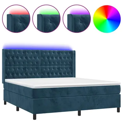 Produktbild von vidaXL Boxspringbett mit Matratze & LED Dunkelblau 160x200 cm Samt