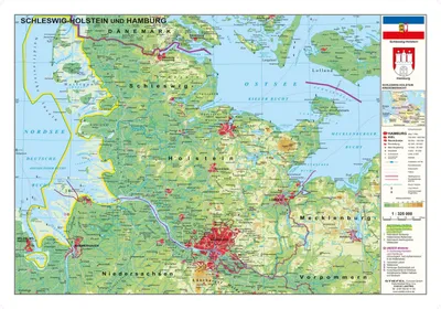 Produktbild von Schleswig-Holstein und Hamburg physisch 1:325 000